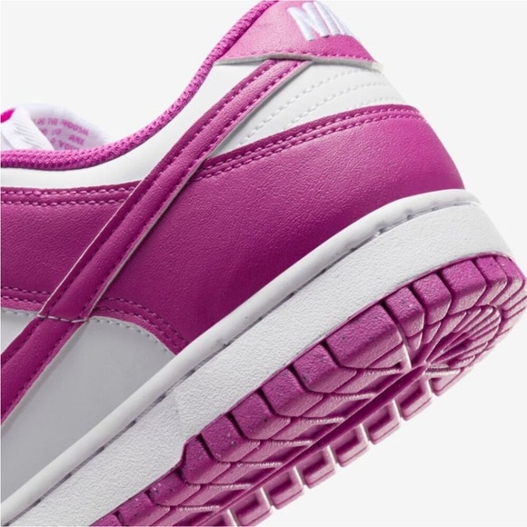 NIKE DUNK LOW HOT FUCHSIA PINK LEATHER SNEAKERS SIZE 8 NEW - Picture 8 of 10